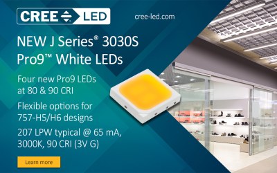 Cree LED Expands J Series® 3030S Portfolio with Pro9™ LEDs