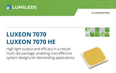 Lumileds LUXEON 7070 HE Delivers Extreme Performance for Outdoor Lighting Applications Lumileds LUXEON 7070 HE Delivers Extreme Performance for Outdoor Lighting Applications