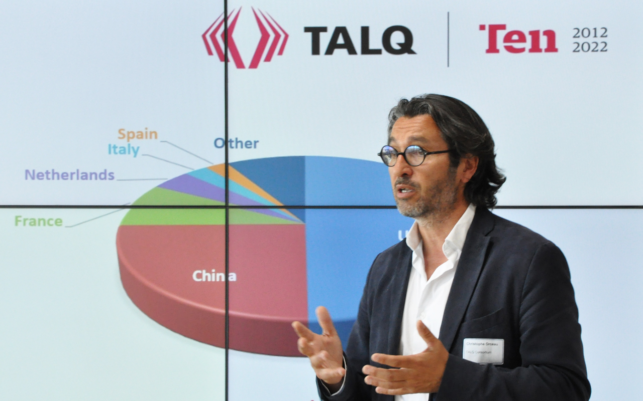 Christophe Orceau, Chairman of the TALQ Steering Committee, reporting about TALQ's success at the TALQ Ten Event in 2022.