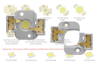Molex LED holders for the Citizen COB LEDs are available as one and two peace holders, dependent on the LED series