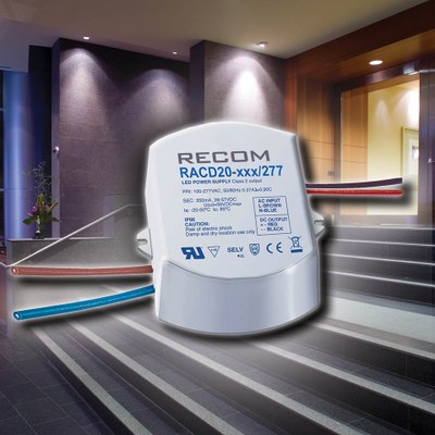 RECOM's new RACD20/277 series with its compact design can be installed in applications with limited space