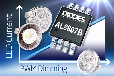 Diodes' new AL8807B driver IC simplifies the driver design for 12 V and 24 V lighting systems like MR16 lamps