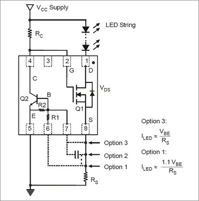 Typical Application Circuit for Linear Mode Current Sink LED Driver.