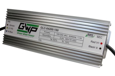 Green Watt Power's new 150 W constant current LED driver is availabel in versions from 2.8 A @ 35-54 V to 6.25 A @ 15-24 V