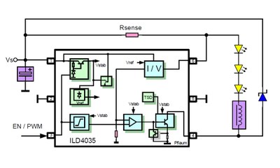 The typical application circuit using Infineon's ILD4035