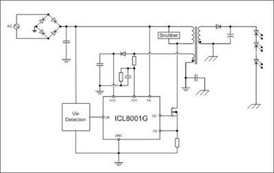 A typical application circuit using the Infineon ICL8001G.