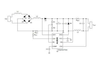 Typical Diodes AL8820 LED driver application circuit