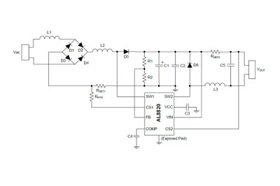 Typical Diodes AL8820 LED driver application circuit