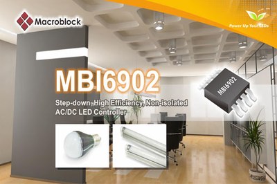 Macroblock's MBI6902 is a non-isolated, step-down and high efficiency AC - DC LED driver