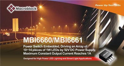 Macroblock's MBI6660 and MBI6661 ICs are especially suitable for LED street light, wall washer and tunnel light applications