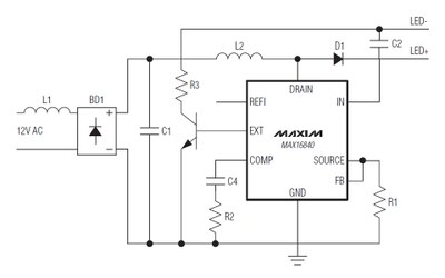 Typical application circuit with MAX16840