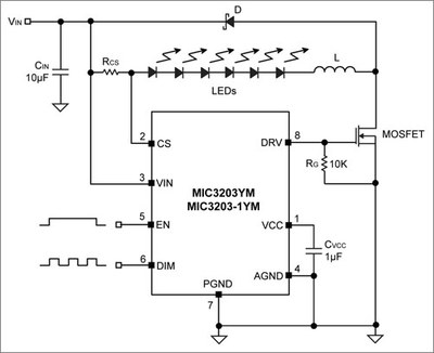 Typical application circuit with MIC3203.