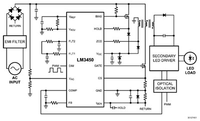 A typical application circuit using the LM3450.
