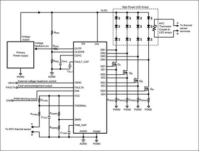 Application example circuit with LM3464.