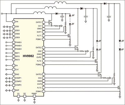 Typical application circuit for HV9982