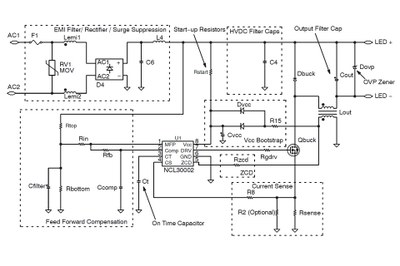 Simplified PFC buck driver application using the NCL30002