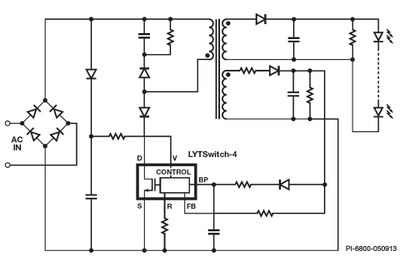 Power Integration LYTSwitch™-4 LED-driver IC family - typical schematic