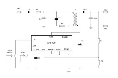 STMicrosystems' VIPer0P ofers an unique zero-power mode reducing standby losses to below 5 mW