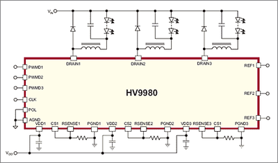 Typical topology with SUPERTEX HV9980.