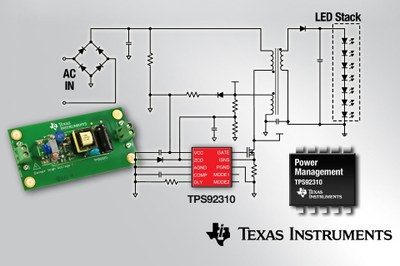 TI's TPS92310 is a constant current driver with primary side sensing and power factor correction that enables cost-effective, small-format retrofit light bulbs