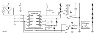 Functional diagram using TI's new TPS92210 LED driver.