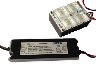 Xenerqi's 25W LED driver is used for a demo kit which is intended to demonstrate and test the capabilities of Cree's most effficient single die LED