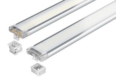 The Linear Flat lighting module – consisting of light source, lampholder and lamp support – is designed for Late Stage Finishing, i.e. the LED light source can be clipped into the housing at a later stage. Cap and holder system guarantee easy and safe handling