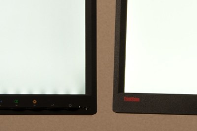 Comparison of an LCD Monitor without 3M's Uniformity Tape (left) and with 3M's Uniformity Tape (right)
