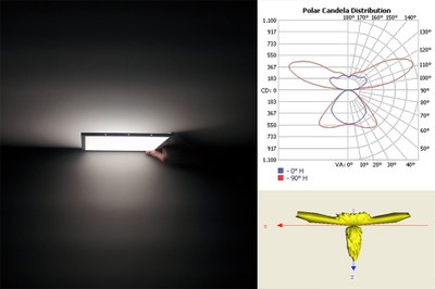GLT can produce a light guide that will produce a “batwing” distribution in the upward direction, while maintaining a more direct distribution in the downward direction