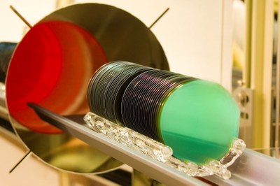 Cree's new SiC substrate allows twice the diameter of the shown batch of 3-inch-diameter SiC wafers.