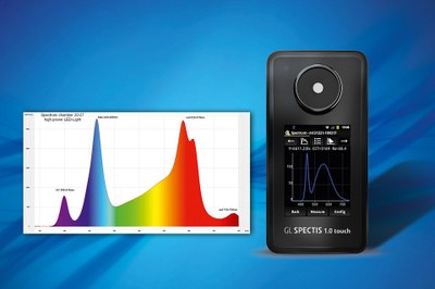 GL Optic's GL Spectis 1.0 touch PAR/PPFD smart spectrometer also measures photon flux density relevant in plant growth applications