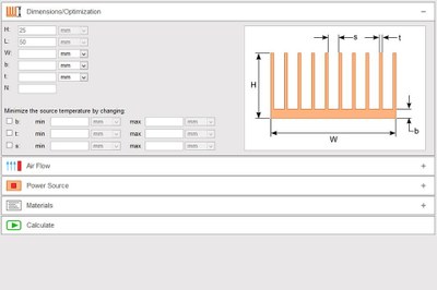HeatSink Calculator allows simple but reliable modelling of thermal management systems