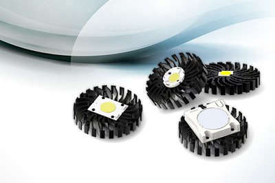 Just 20 mm high, and with a diameter of 134 mm, MechaTronix new LED coolers can easily handle 50 W LED modules