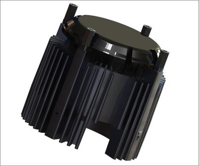The SynJet Spot Light Cooler is lightweight and small size, one-third the size of a passive cooling solution.