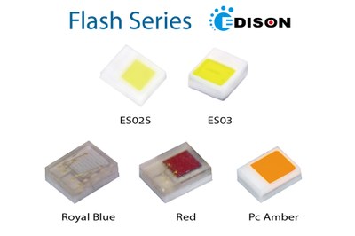 With the ES03, Edison Opto also released colored flash LEDs. The whole product range ccan not only be used for flashlight applications, but also for mood lighting or decorative lighting