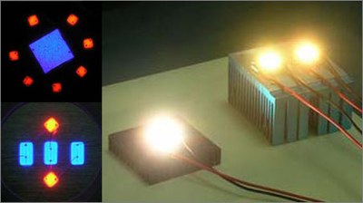 One and three watt packages without phosphors and the light-up packages with the yellow-green phosphor coating.