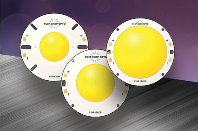 Flip Chip Opto's 300 W, 600 W and 960 W CoB LED moules are based on their patented 3-Pad LED Flip Chips with Pillar Metal Core PCBs