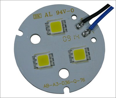 MR16 board with the new AS-5050WxA2-C6-H1 LED lamp from Alder.