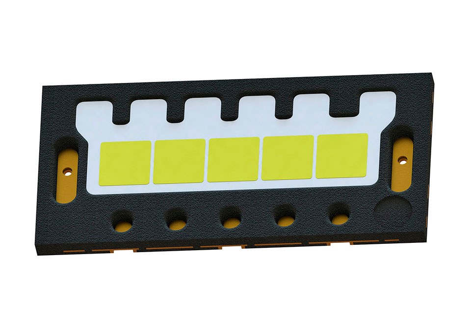 The five chips of the Oslon Black Flat S can be driven individually and are ideal for adaptive front lighting systems