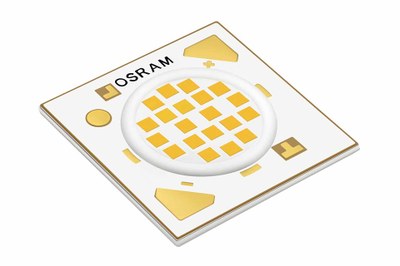 Osram Opto's  Soleriq P 9 offers a luminous flux of 2000 lm and a luminous efficacy of 100 lm/W from a light-emitting surface with a diameter of 9 mm