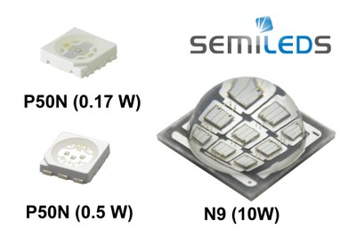 SemiLEDs new The N9 series, housed on a 9 x 9mm ceramic package and P50N series, both deliver superior performance in directional industrial applications