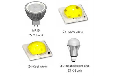 Seoul Semiconductor's Z4 series intends to be a cost effective solution for LED replacement bulbs. Four 1W LEDs allow MR16 replacement and six LEDs incandescent lamp replacement