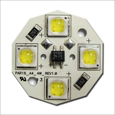 Acriche 4W PAR16 board, assembled with the brand new Acriche A4 series AC LEDs