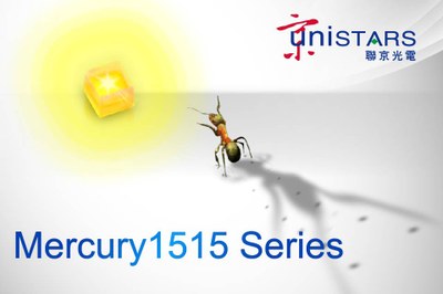 Unistars' Mercury 1515 series offers 125 lm/W efficacy (at 350mA) and up to 300lm lumen output in the world smallest 1.5 mm x1.5 mm footprint