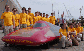 The University of Minnesota Solar Vehicle Project (UMNSVP) is an organization of undergraduate engineering students who undertake the project of researching, designing, and constructing a solar vehicle every two years.