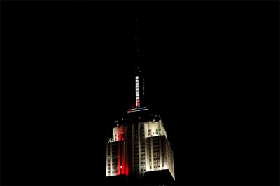 Dynamic lighting of the Empire State Building (ESB) during the color test
