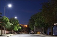 Avenida 1º de Maio in the town of Arraiolos in Portugal lit up by UrbanLED streetlights.