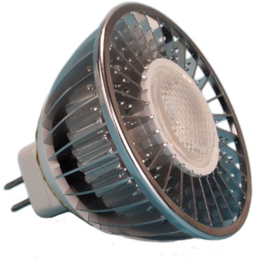 MR16 LED lamp with new heatsink design allows for higher power rating and lumen output.