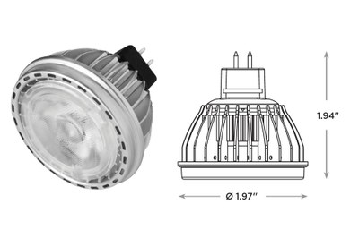 Cree's new LM16 LED lamp exacly fits the geometrical specifications for MR16 halogen lamps and delivers up to 620lm @ 9W