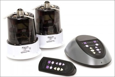 Klipsch® LightSpeaker® Set with remote control and wireless transmitter.